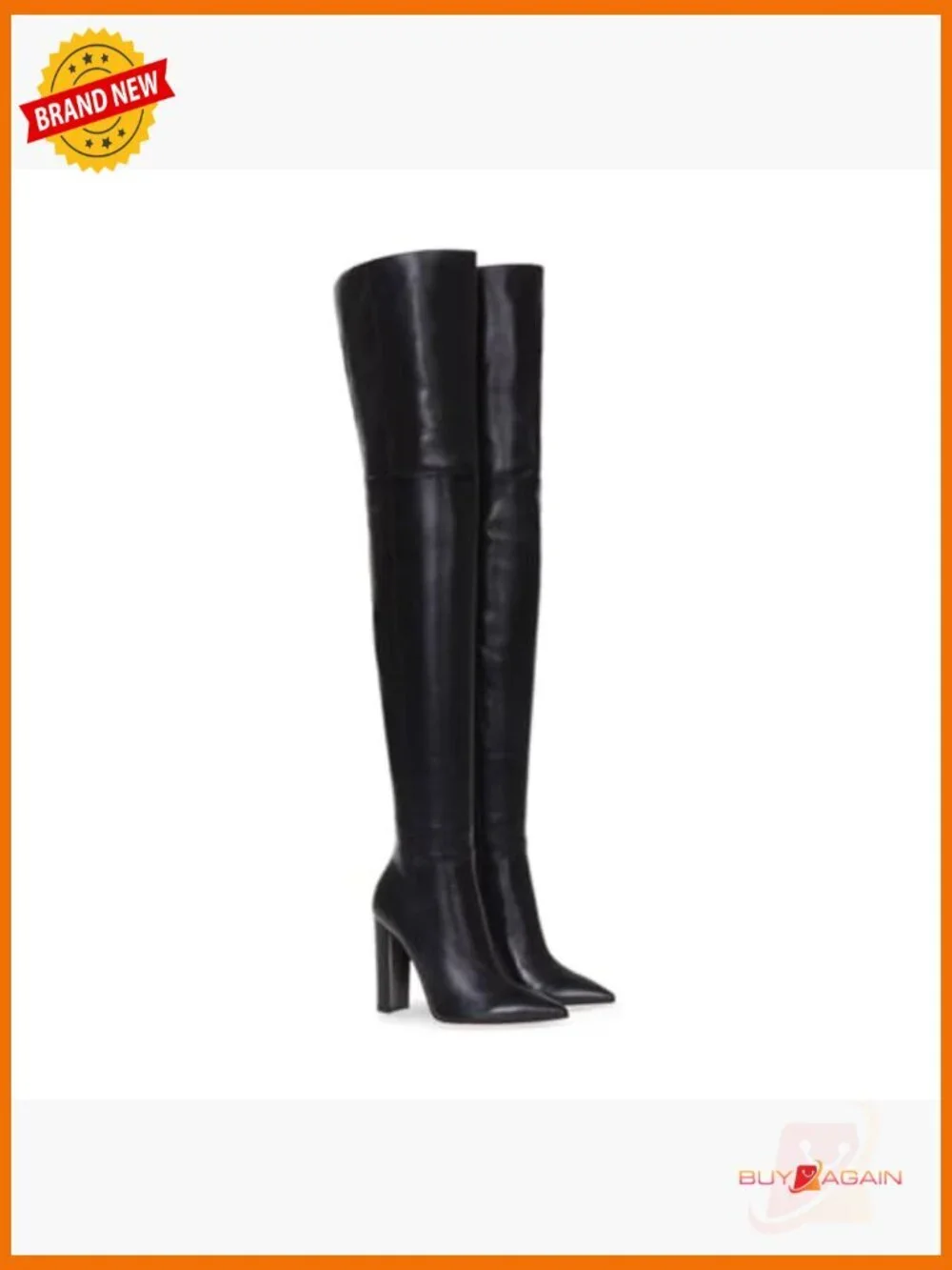 Thigh High Boots Chunky Heel Over The Knee Pointed Toe Block Heel Zip Up